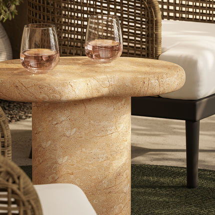 Modway EEI-7094 Elowen Indoor - Outdoor Patio Textured Faux Travertine Side Table Modway