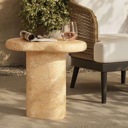 Modway EEI-7094 Elowen Indoor - Outdoor Patio Textured Faux Travertine Side Table Modway