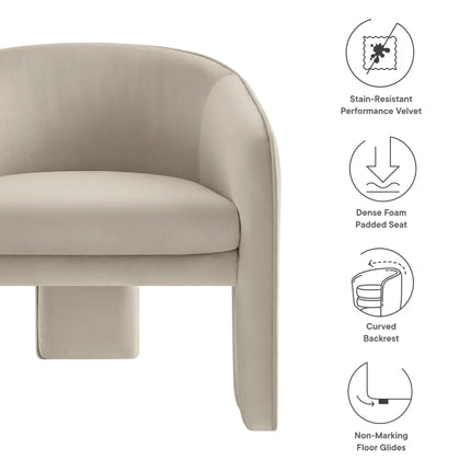 Modway EEI-7102 Greer Performance Velvet Upholstered Accent Armchair Modway