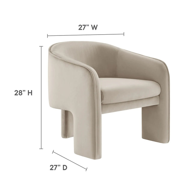 Modway EEI-7102 Greer Performance Velvet Upholstered Accent Armchair Modway