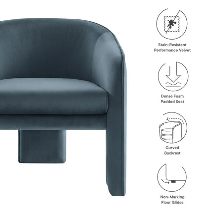 Modway EEI-7102 Greer Performance Velvet Upholstered Accent Armchair Modway