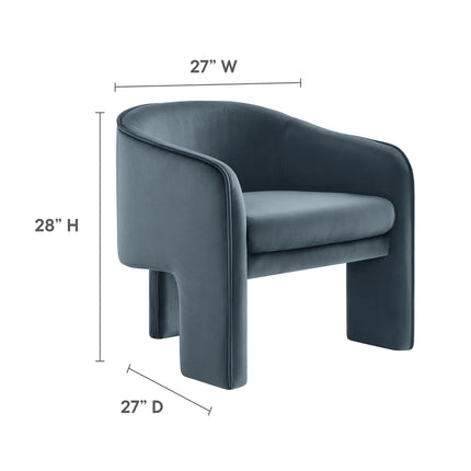 Modway EEI-7102 Greer Performance Velvet Upholstered Accent Armchair Modway