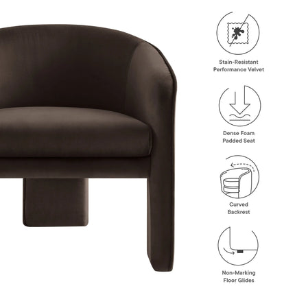 Modway EEI-7102 Greer Performance Velvet Upholstered Accent Armchair Modway