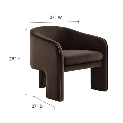 Modway EEI-7102 Greer Performance Velvet Upholstered Accent Armchair Modway