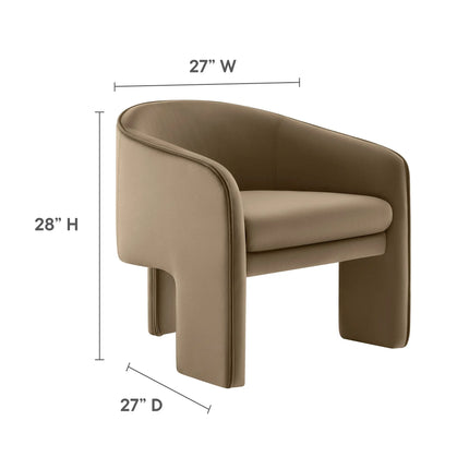 Modway EEI-7102 Greer Performance Velvet Upholstered Accent Armchair Modway