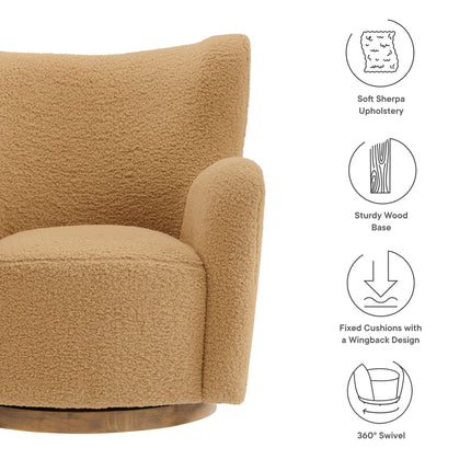 Modway EEI-7105 Montrose Wingback Sherpa Swivel Accent Chair Modway