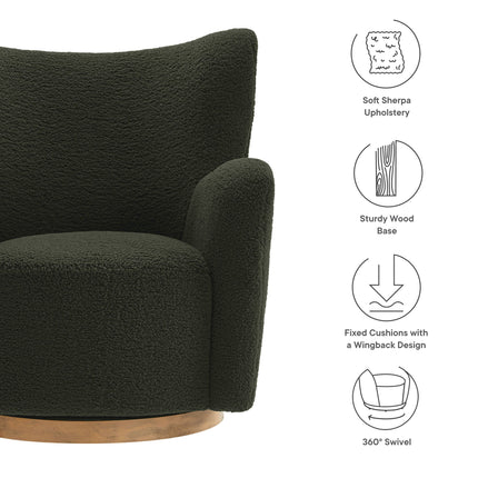 Modway EEI-7105 Montrose Wingback Sherpa Swivel Accent Chair Modway