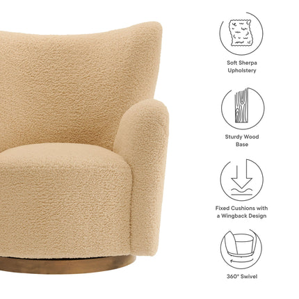 Modway EEI-7105 Montrose Wingback Sherpa Swivel Accent Chair Modway