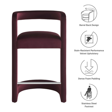 Modway EEI-7107 Winslow Performance Velvet Counter Stool Modway