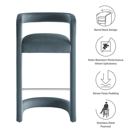 Modway EEI-7108 Winslow Performance Velvet Bar Stool Modway