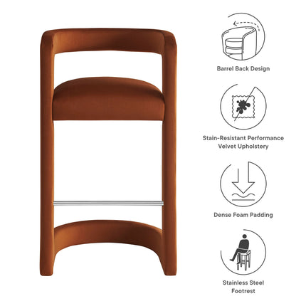Modway EEI-7108 Winslow Performance Velvet Bar Stool Modway