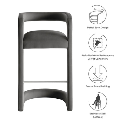 Modway EEI-7108 Winslow Performance Velvet Bar Stool Modway