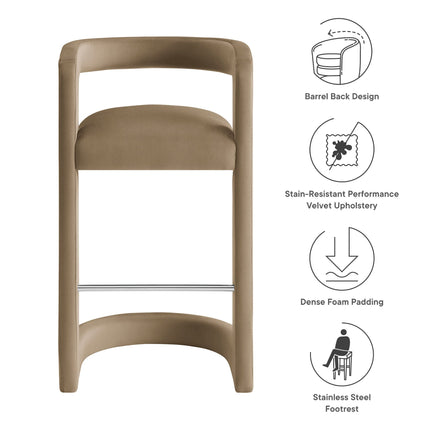 Modway EEI-7108 Winslow Performance Velvet Bar Stool Modway