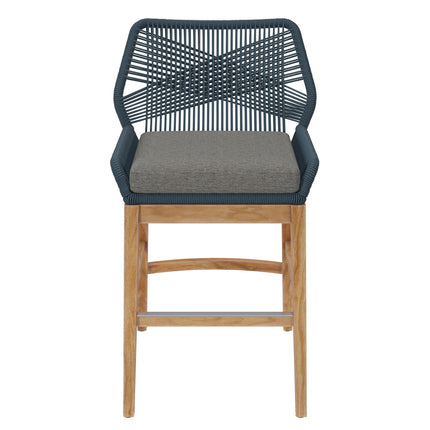 Modway EEI-7126 Wellspring Outdoor Patio Teak and Rope Counter Stool Modway