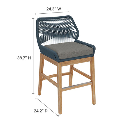 Modway EEI-7126 Wellspring Outdoor Patio Teak and Rope Counter Stool Modway