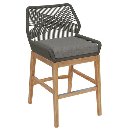 Modway EEI-7126 Wellspring Outdoor Patio Teak and Rope Counter Stool Modway