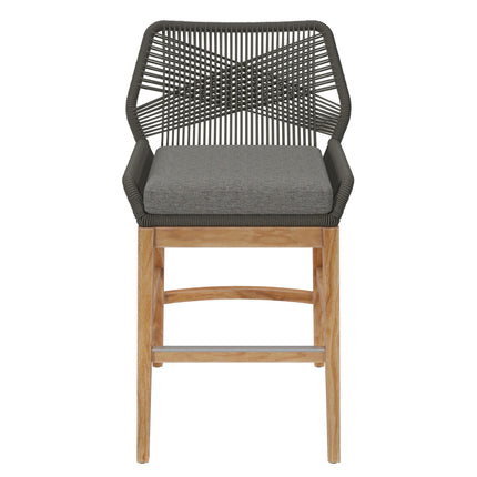 Modway EEI-7126 Wellspring Outdoor Patio Teak and Rope Counter Stool Modway