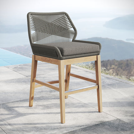 Modway EEI-7126 Wellspring Outdoor Patio Teak and Rope Counter Stool Modway