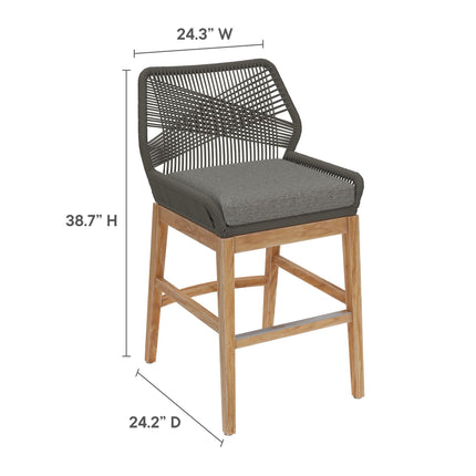 Modway EEI-7126 Wellspring Outdoor Patio Teak and Rope Counter Stool Modway