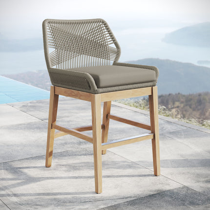 Modway EEI-7126 Wellspring Outdoor Patio Teak and Rope Counter Stool Modway