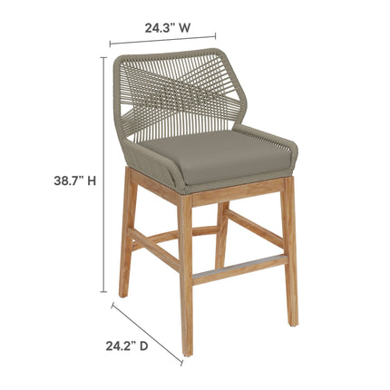 Modway EEI-7126 Wellspring Outdoor Patio Teak and Rope Counter Stool Modway