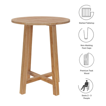 Modway EEI-7127 Wellspring 36" Outdoor Patio Teak Wood Bar Table Modway