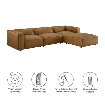 Modway EEI-7128 Auren 4-Piece Vegan Leather Modular Sofa Set Modway