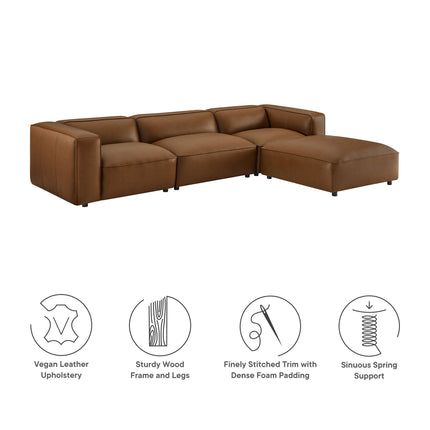 Modway EEI-7128 Auren 4-Piece Vegan Leather Modular Sofa Set Modway