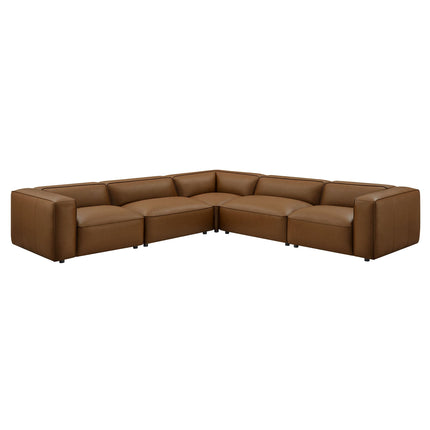 Modway EEI-7129 Auren 5-Piece Upholstered Vegan Leather Modular L-Shaped Sofa Modway