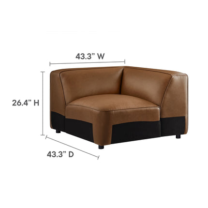 Modway EEI-7129 Auren 5-Piece Upholstered Vegan Leather Modular L-Shaped Sofa Modway