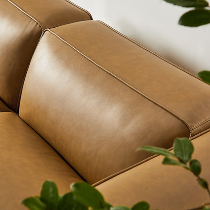 Modway EEI-7130 Auren 3-Piece Upholstered Vegan Leather Modular Loveseat with Ottoman Modway