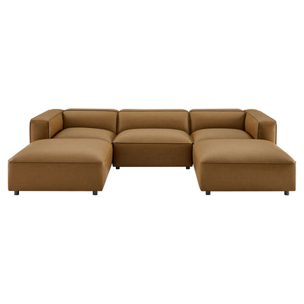 Modway EEI-7131 Auren 5-Piece Upholstered Vegan Leather Modular U-Shaped Sofa Modway