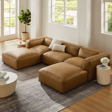 Modway EEI-7131 Auren 5-Piece Upholstered Vegan Leather Modular U-Shaped Sofa Modway