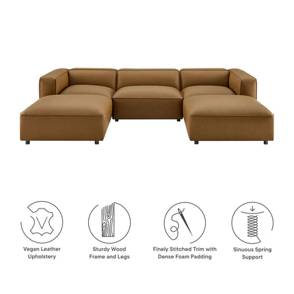 Modway EEI-7131 Auren 5-Piece Upholstered Vegan Leather Modular U-Shaped Sofa Modway