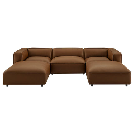 Modway EEI-7131 Auren 5-Piece Upholstered Vegan Leather Modular U-Shaped Sofa Modway