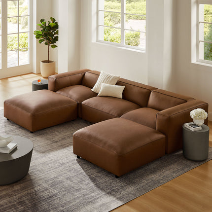 Modway EEI-7131 Auren 5-Piece Upholstered Vegan Leather Modular U-Shaped Sofa Modway