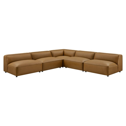 Modway EEI-7133 Auren 5-Piece Upholstered Armless L-Shaped Vegan Leather Modular Sofa Modway