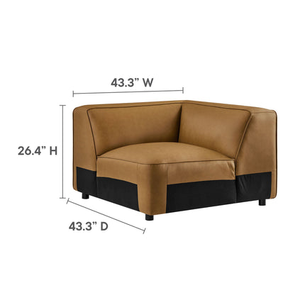 Modway EEI-7133 Auren 5-Piece Upholstered Armless L-Shaped Vegan Leather Modular Sofa Modway