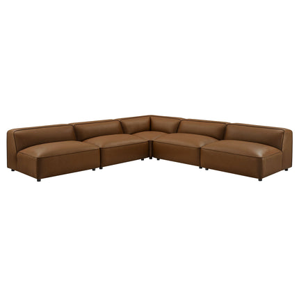 Modway EEI-7133 Auren 5-Piece Upholstered Armless L-Shaped Vegan Leather Modular Sofa Modway