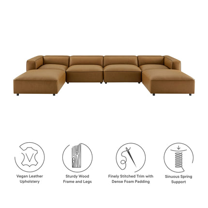 Modway EEI-7134 Auren 6-Piece Upholstered Vegan Leather Modular Sofa Modway