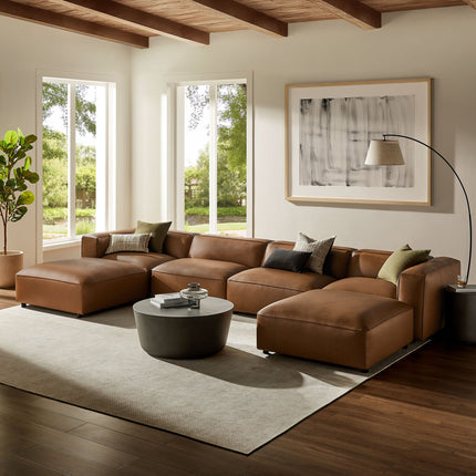Modway EEI-7134 Auren 6-Piece Upholstered Vegan Leather Modular Sofa Modway
