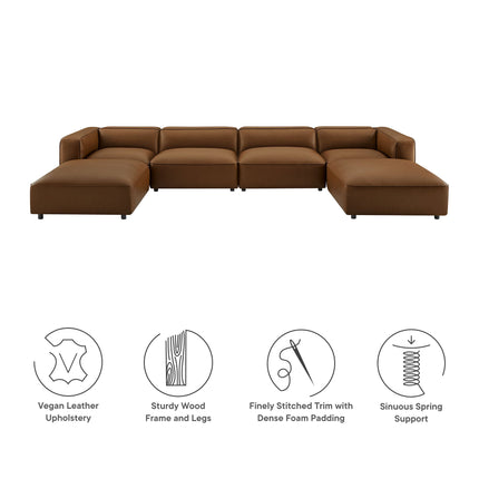 Modway EEI-7134 Auren 6-Piece Upholstered Vegan Leather Modular Sofa Modway