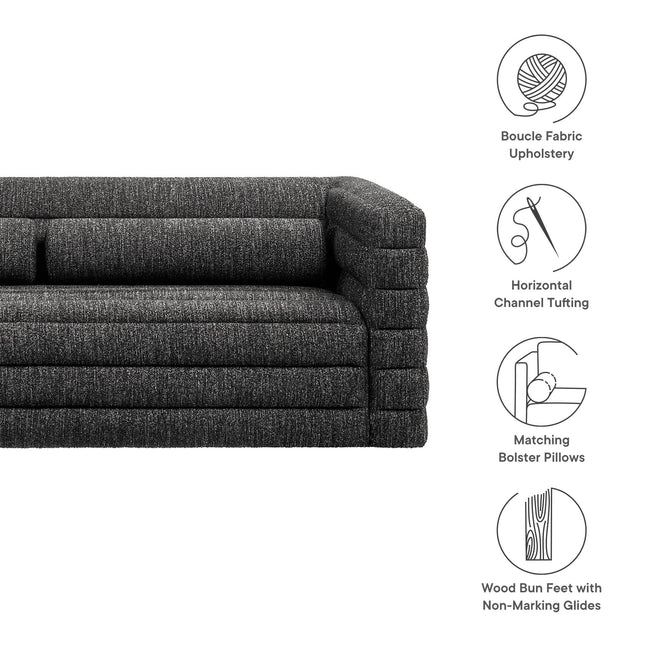 Modway EEI-7136 Relle Channel Tufted Boucle Upholstered Sofa Modway