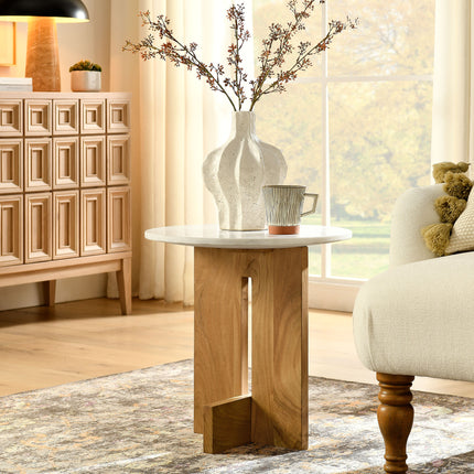 Modway EEI-7141 Tarin Acacia Wood and Marble Side Table - Plaza Home Decor