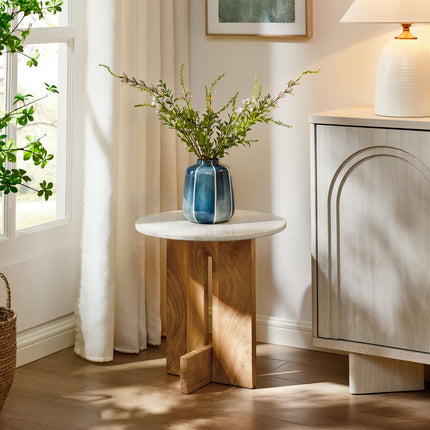 Modway EEI-7141 Tarin Acacia Wood and Marble Side Table - Plaza Home Decor