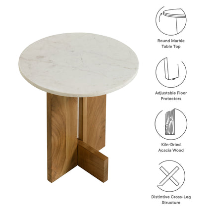 Modway EEI-7141 Tarin Acacia Wood and Marble Side Table - Plaza Home Decor