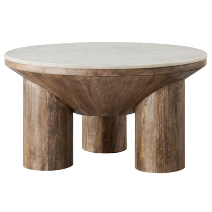 Modway EEI-7146 Ellison 33" Round Wood Coffee Table With Marble Top Modway
