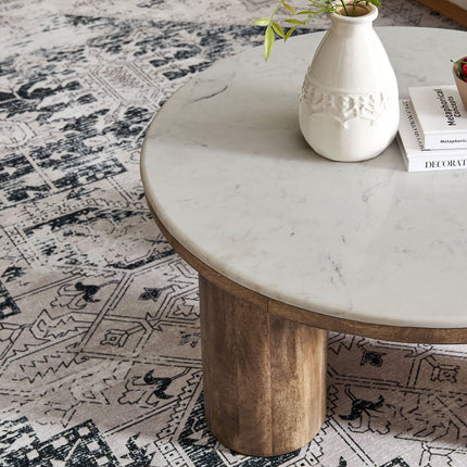 Modway EEI-7146 Ellison 33" Round Wood Coffee Table With Marble Top Modway