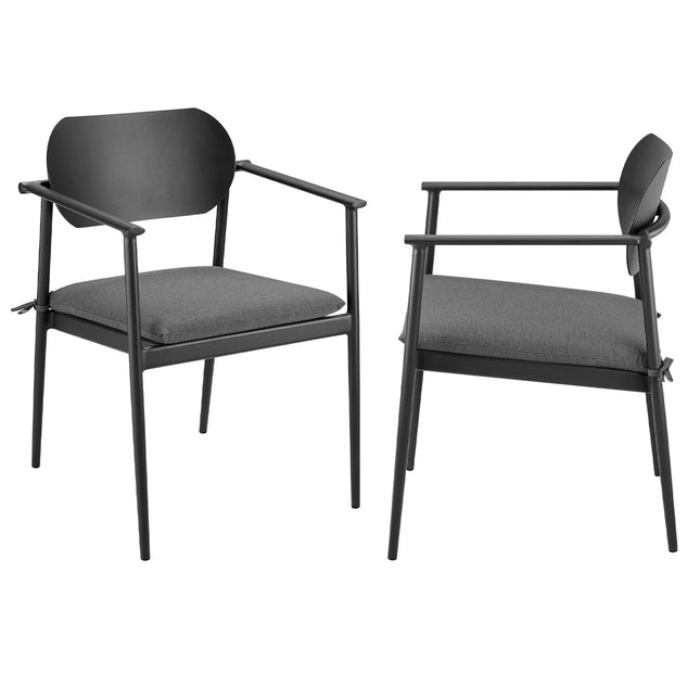 Modway EEI-7148 Aeris Stackable Outdoor Patio Aluminum Dining Armchair Set of 2 Modway