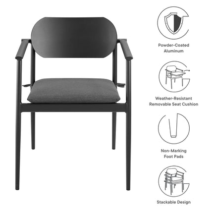 Modway EEI-7148 Aeris Stackable Outdoor Patio Aluminum Dining Armchair Set of 2 Modway